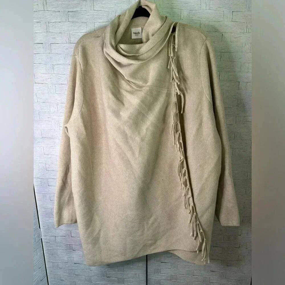 Rafaella cardigan, wrap button‎ sweater, tassel tan Bohemian Lagenlook plus size
